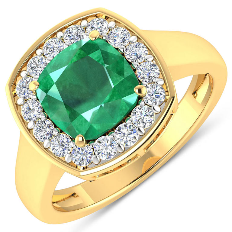 14k Yellow Gold Emerald and Diamond Ring