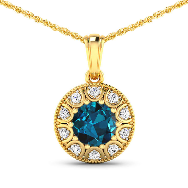14k Gold London Blue Topaz Pendant