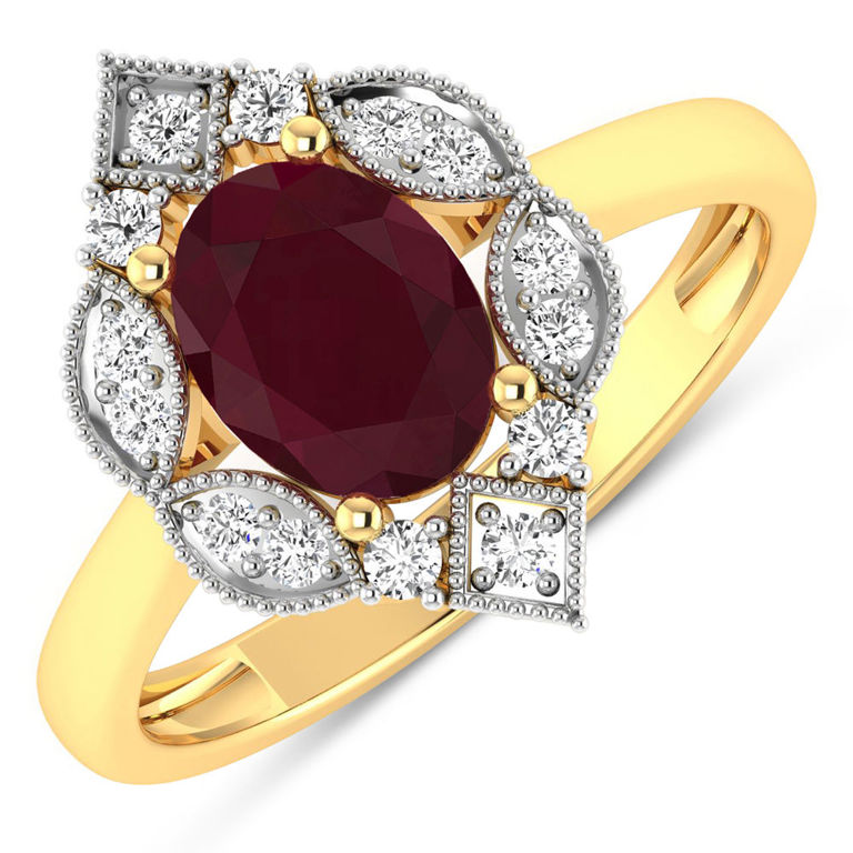 14k Yellow Gold Ruby and Diamond Ring