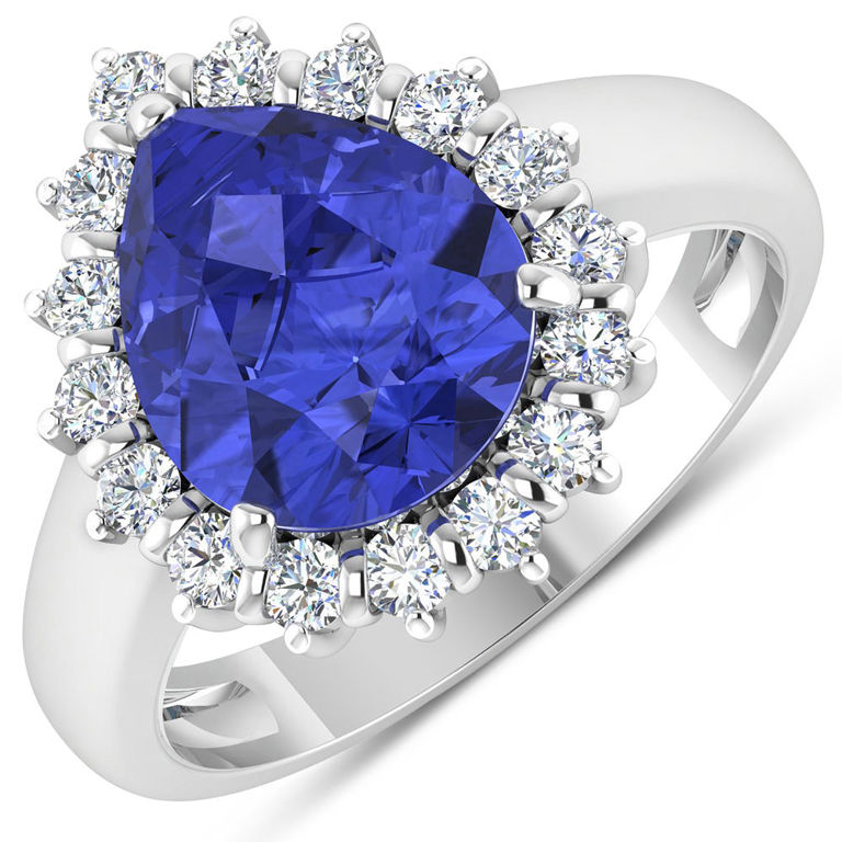 14k White Gold Tanzanite and Diamond Ring
