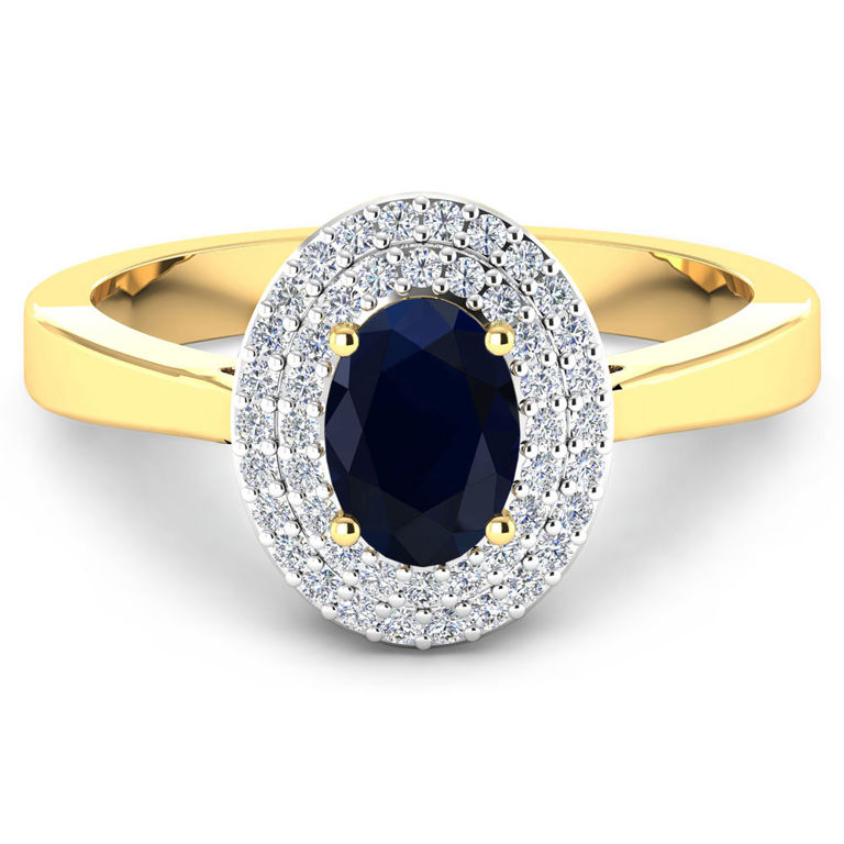 Blue Sapphire and Diamond Ring