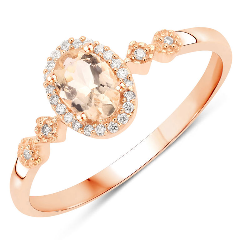 10k Rose Gold Morganite and Diamond Ring