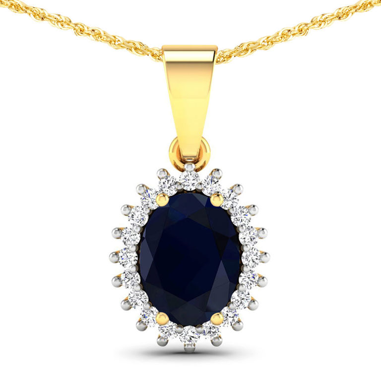 Blue Sapphire and Diamond Pendant