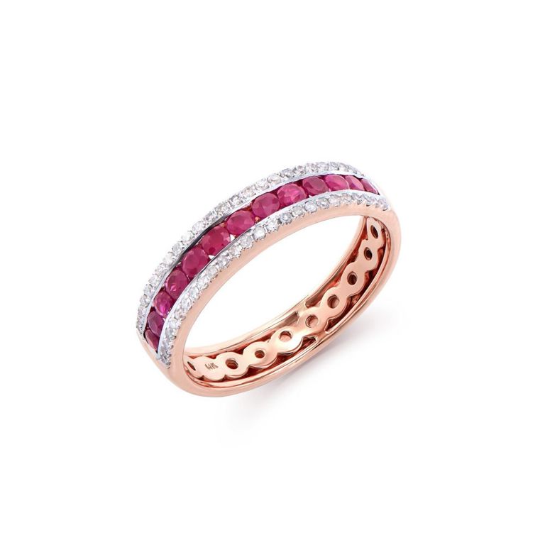 14k Rose Gold Ruby and Diamond Ring