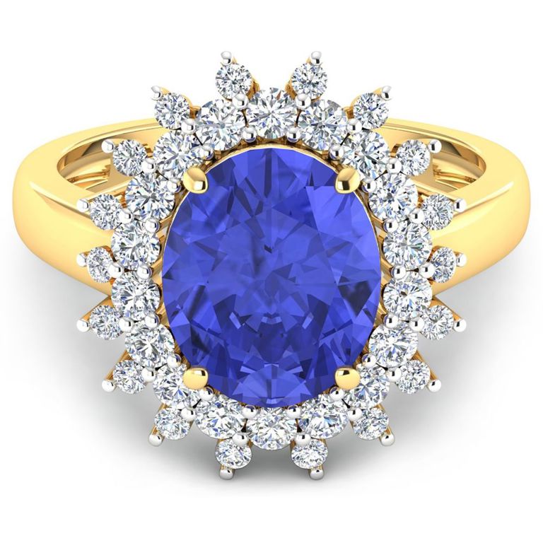 14k Yellow Gold Tanzanite and Diamond Ring