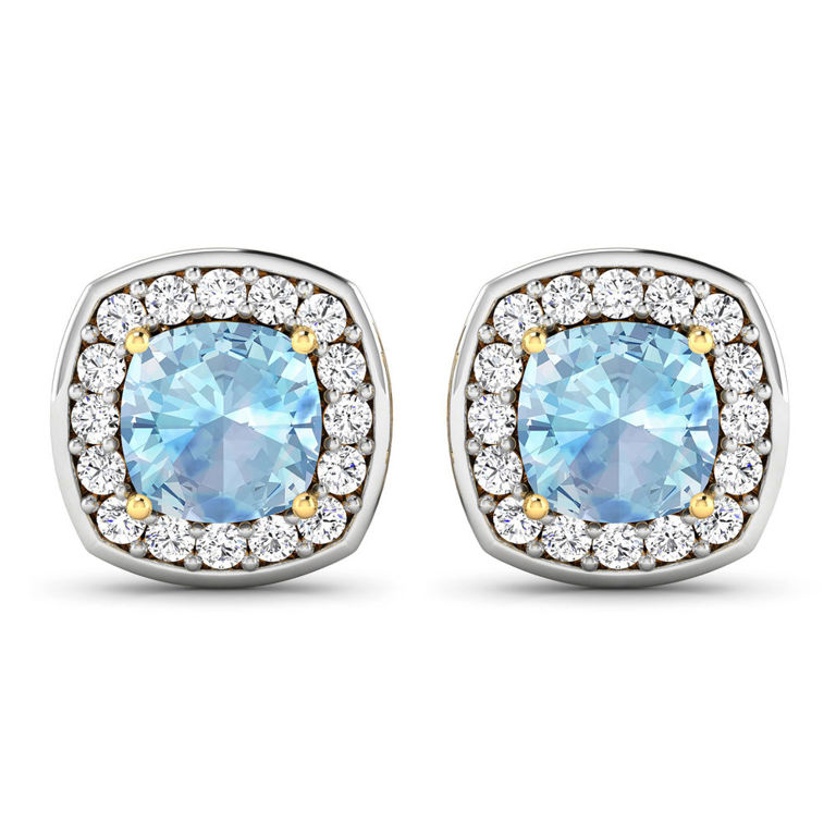 Aquamarine and Diamond Earrings