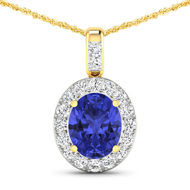 14k Yellow Gold Tanzanite and Diamond Pendant
