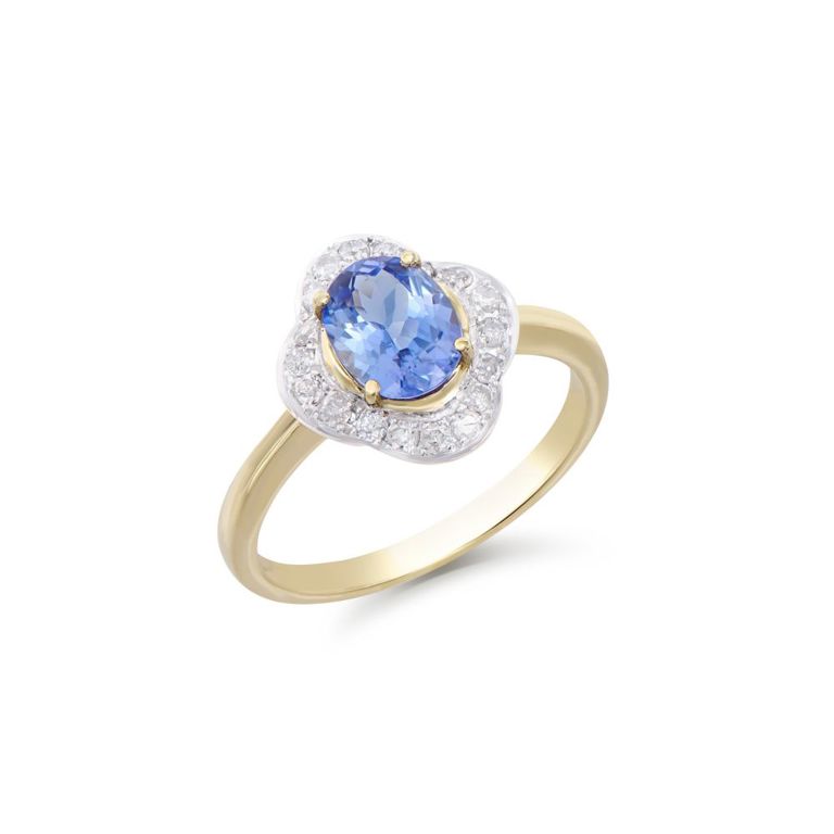 14k Yellow Gold Tanzanite and Diamond Ring