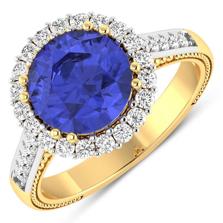 14k Yellow Gold Tanzanite and Diamond Ring