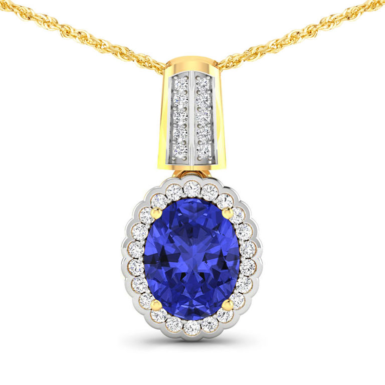 14k Yellow Gold Tanzanite and Diamond Pendant