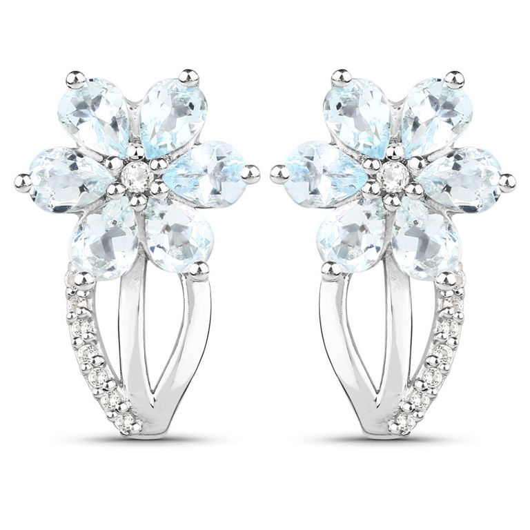 Aquamarine and White Topaz Earrings