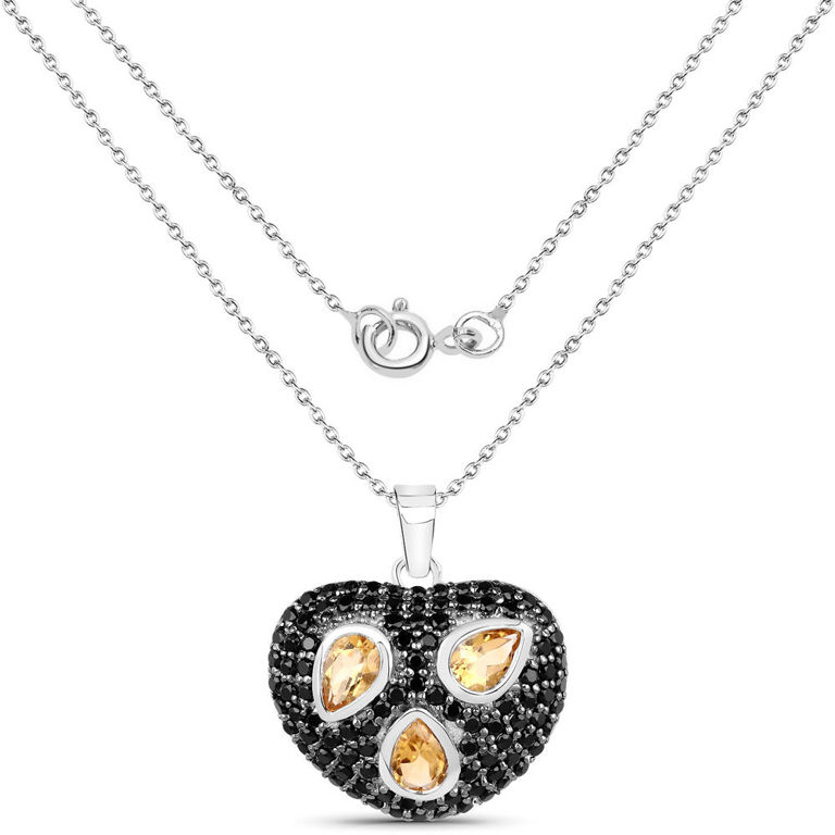 Citrine and Black Spinel Pendant Necklace