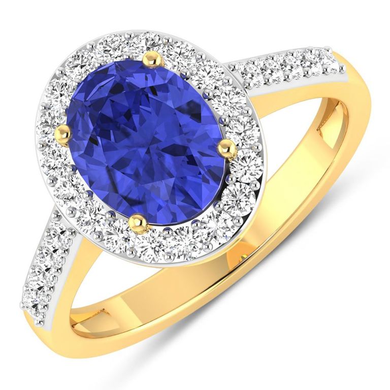 14k Gold Tanzanite and Diamond Ring