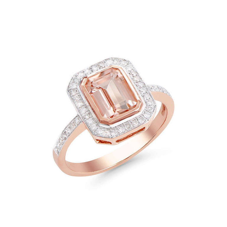 14k Rose Gold Morganite and Diamond Ring