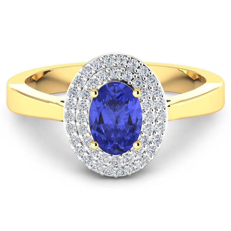 14k Yellow Gold Tanzanite and Diamond Ring