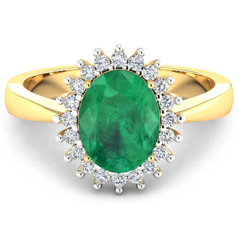14k Yellow Gold Emerald and Diamond Ring