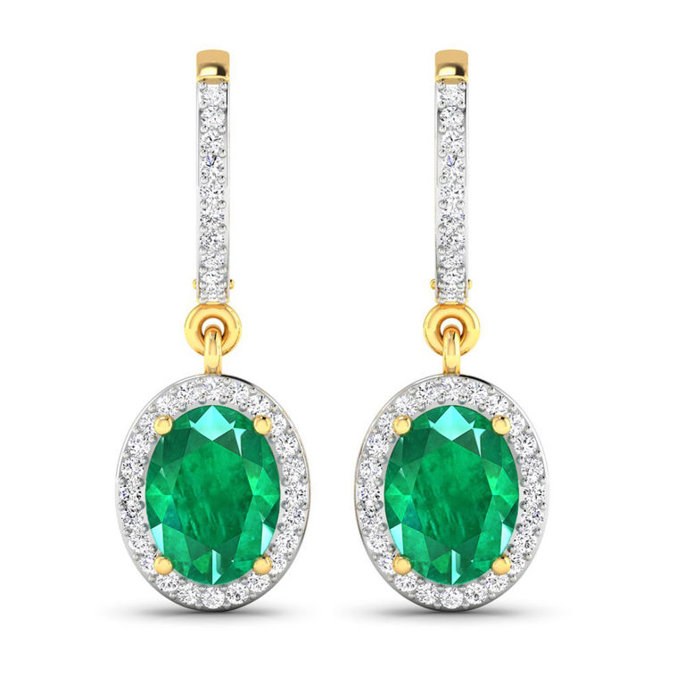 Zambian Emerald and Diamond Earrings