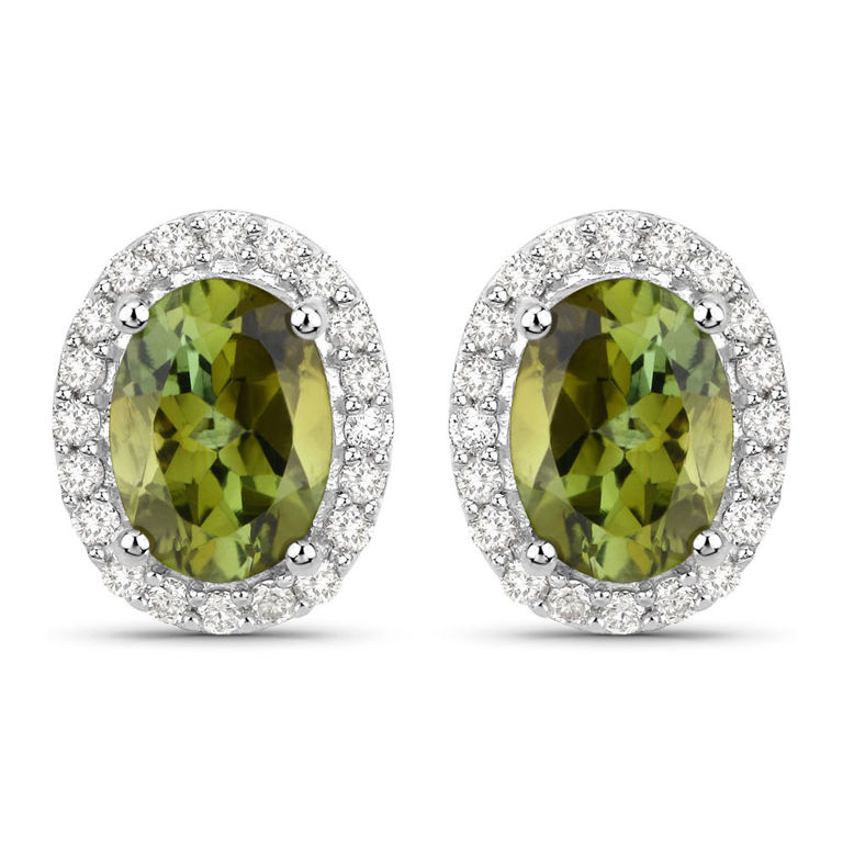 Diamond and Green Tourmaline Earrings
