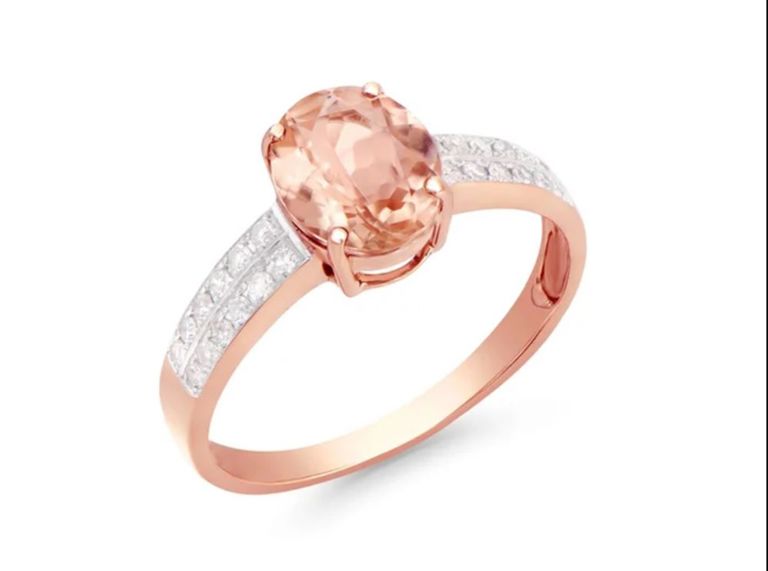 14k Rose Gold Morganite and Diamond Ring