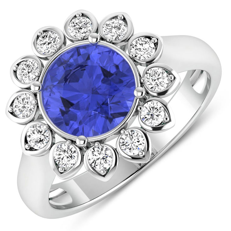14k White Gold Tanzanite and Diamond Ring