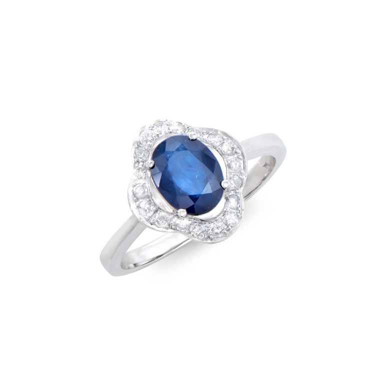 14k White Gold Sapphire and Diamond Ring