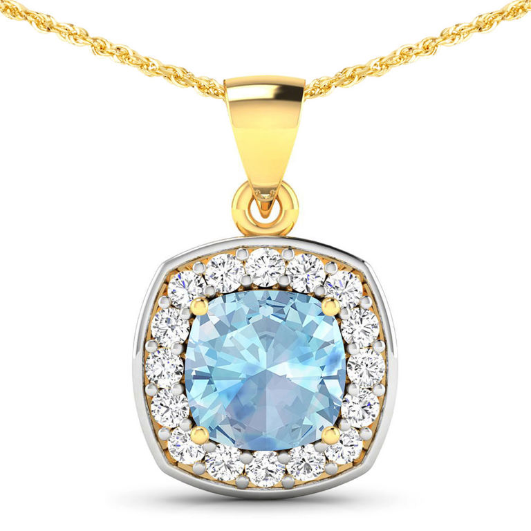 Aquamarine and Diamond Pendant Necklace