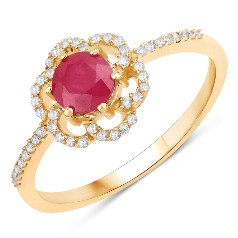 14k Yellow Gold Ruby and Diamond Ring