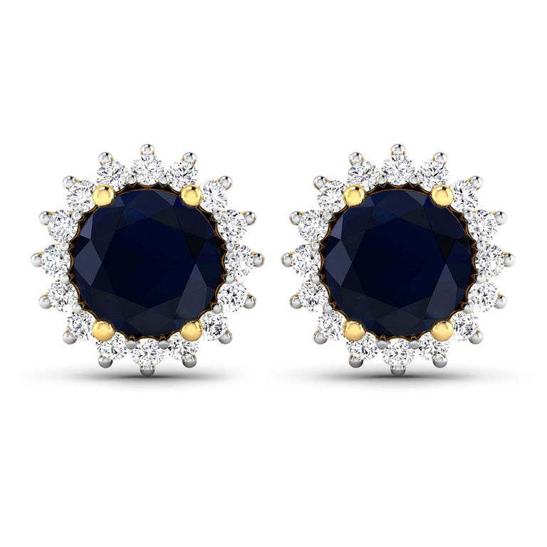 Blue Sapphire and Diamond Earrings