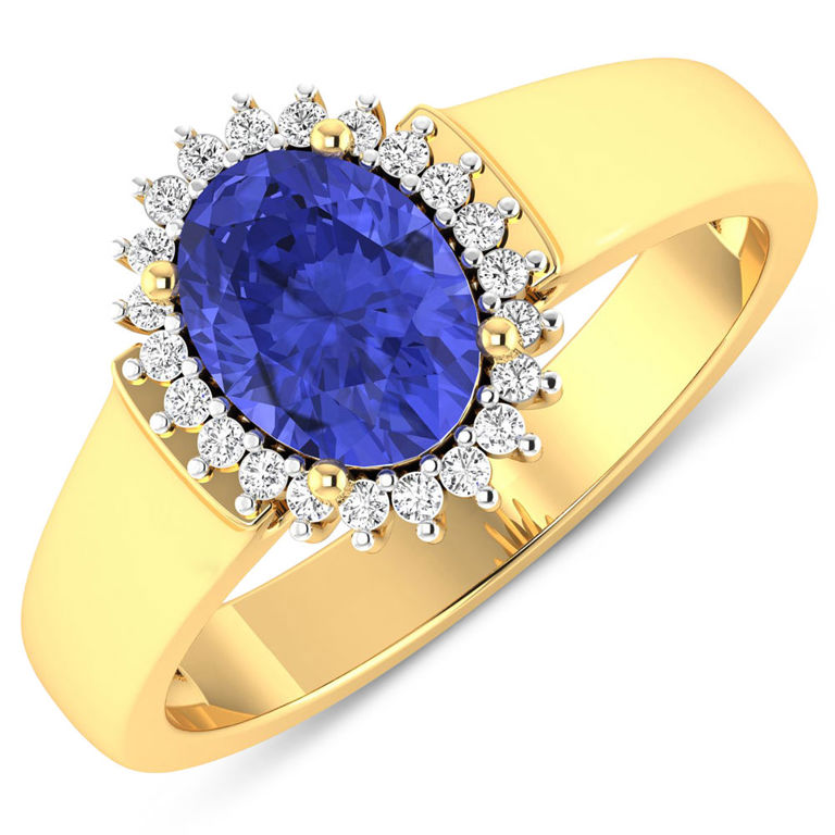 14k Yellow Gold Tanzanite and Diamond Ring