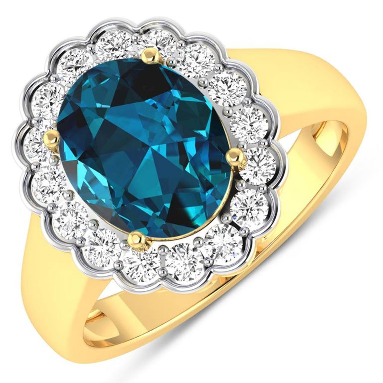 London Blue Topaz and Diamond Ring