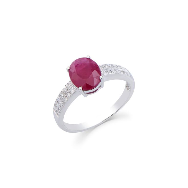 14k White Gold Ruby and Diamond Ring