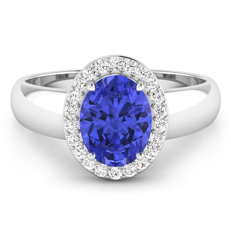 14k White Gold Tanzanite and Diamond Ring