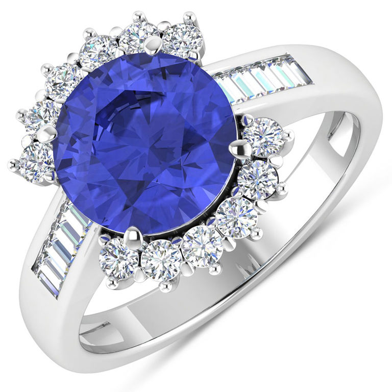 14k White Gold Tanzanite and Diamond Ring