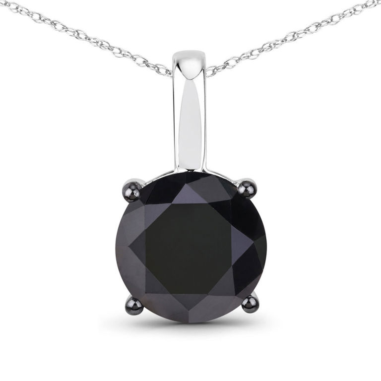 14k White Gold Black Diamond Pendant