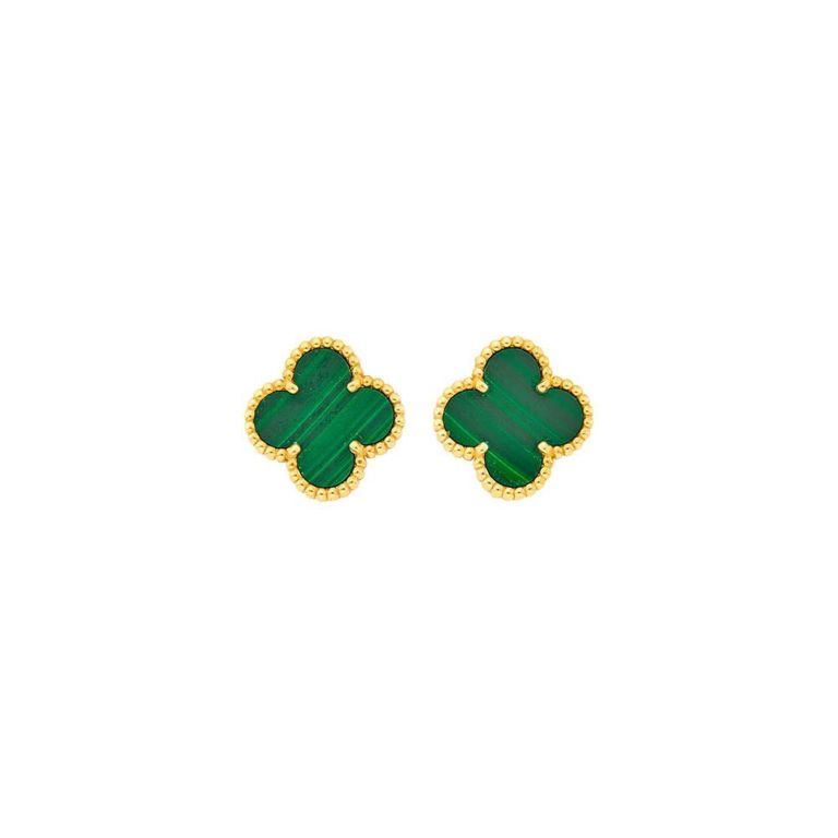 18k Gold Malachite Earrings