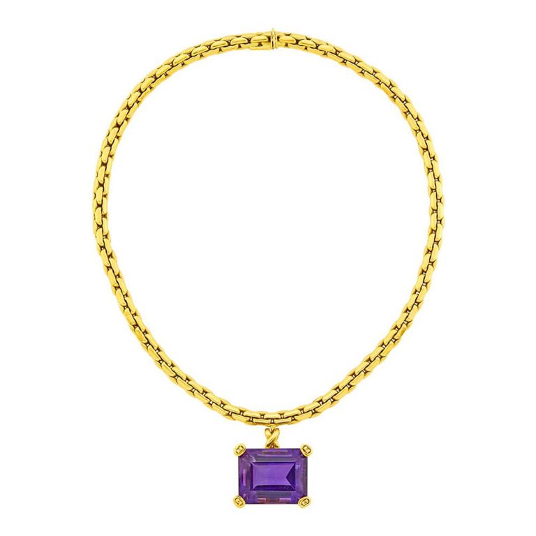 18k Gold Amethyst Pendant Necklace