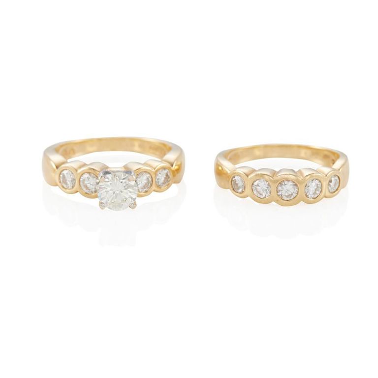 Two 14k Yellow Gold Diamond Rings