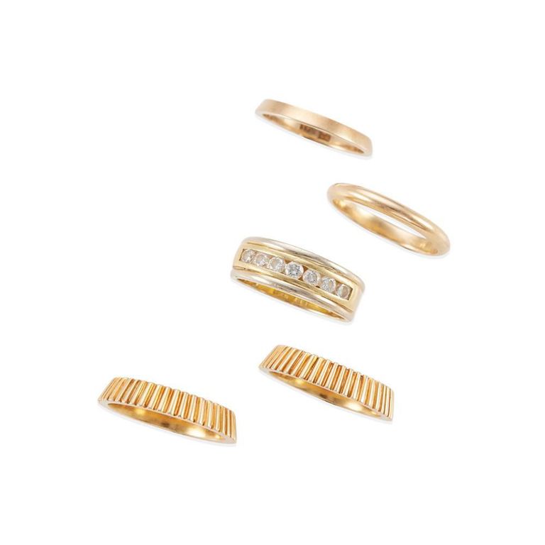 Group of Diamond and Gold Rings