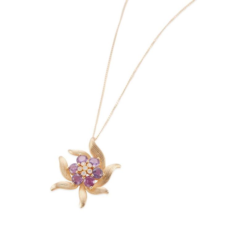 Purple Sapphire and Diamond Pendant Necklace