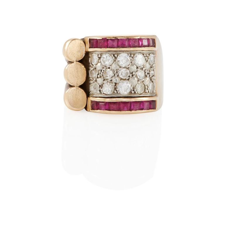 16k Rose Gold Ruby and Diamond Ring
