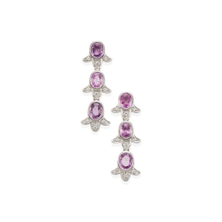 Pink Sapphire and Diamond Earrings