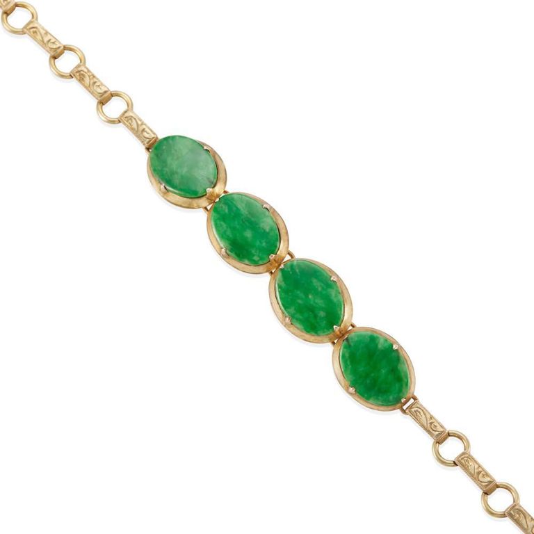 10k Yellow Gold Nephrite Bracelet