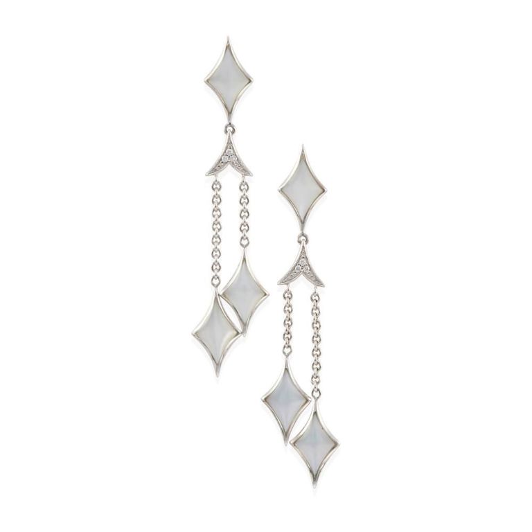 Mother-of-Pearl and Diamond Earrings