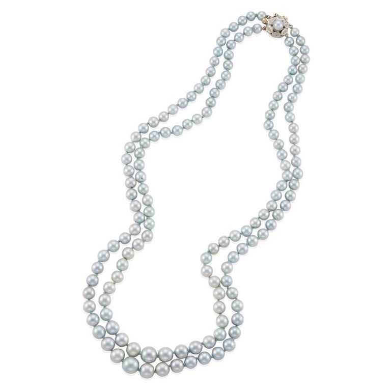 Cultured Pearl and Diamond Necklace