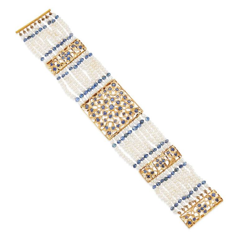 Cultured Pearl and Sapphire Bracelet