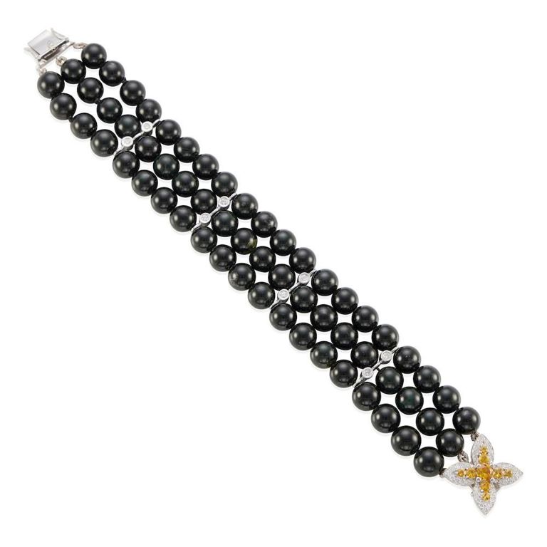 Quartz, Yellow Sapphire and Diamond Bracelet
