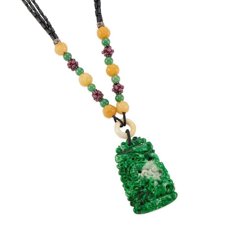 Jade, Citrine, Garnet and Onyx Necklace
