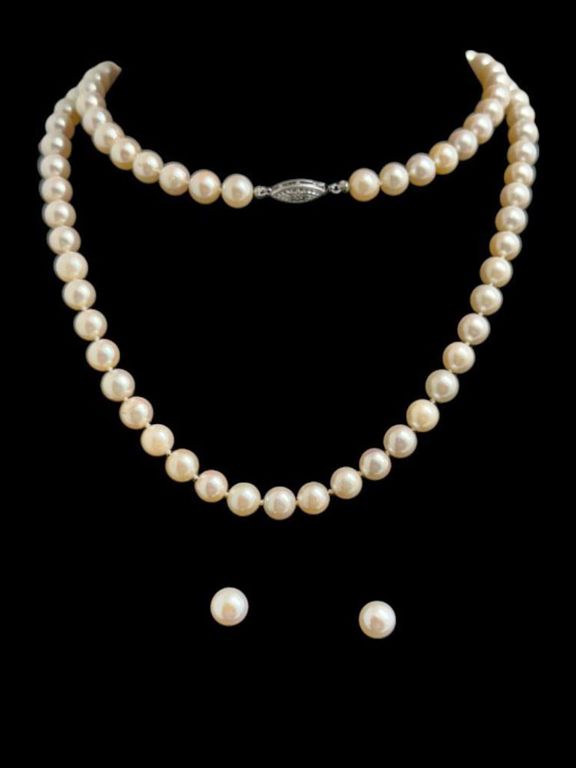 Pearl Necklace and Earrings