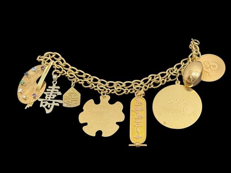 Gold Charm Bracelet with Charms