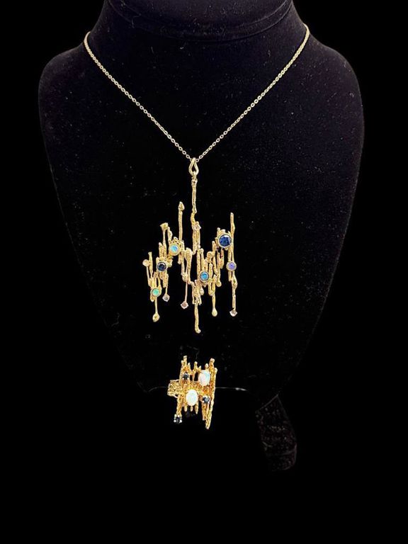 14k Yellow Gold Opal and Gemstone Set